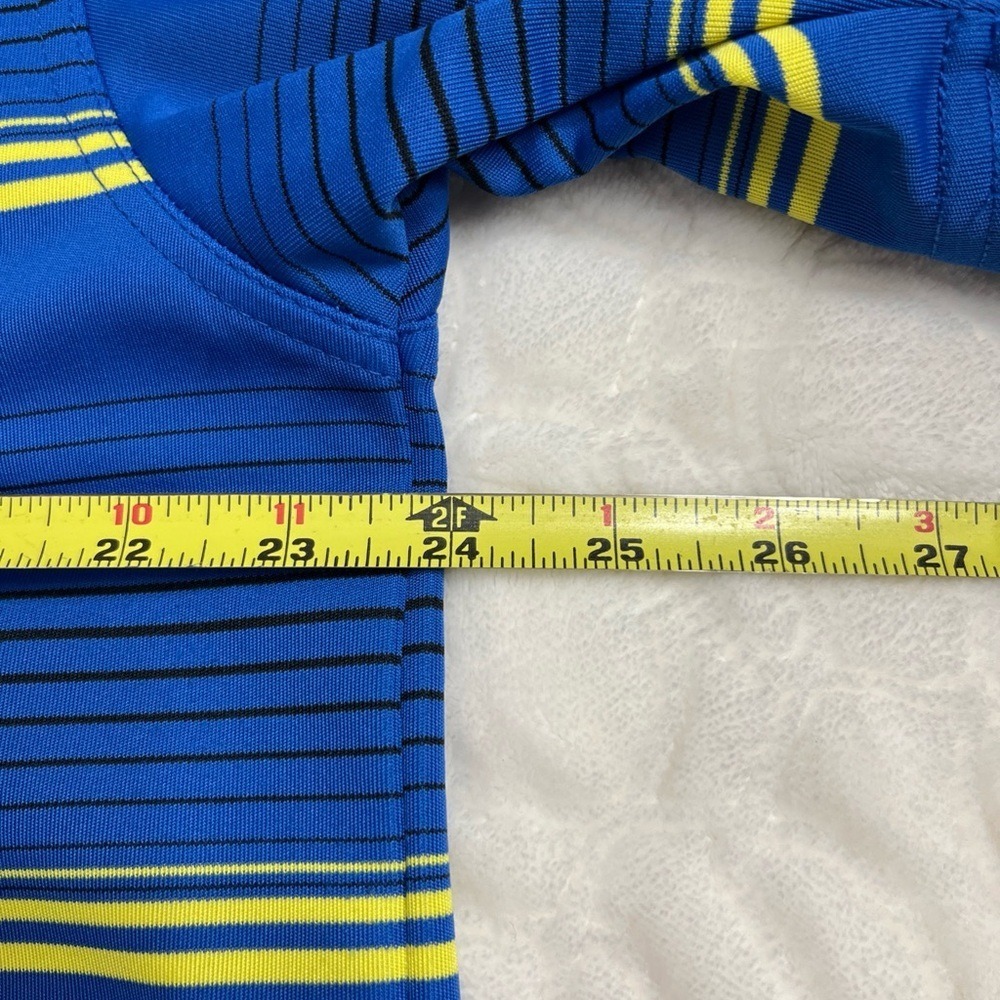 PGA Tour Golf Polo Shirt Men's XL Blue Yellow Striped Short Sleeve Performance - Picture 7 of 8